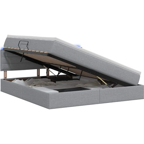 Maison Exclusive - Letto con contenitore LED e materasso Grigio Chiaro (1/5)