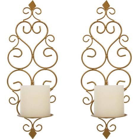 2 bougeoirs pour bougies chauffe-plat, style rétro, en fer forgé, à fixer au mur (1/3)