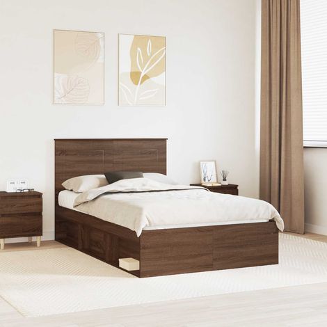 Cadre de lit-Structure de lit Chêne brun 120 x 200 cm Bois de pin massif 450298 (1/5)