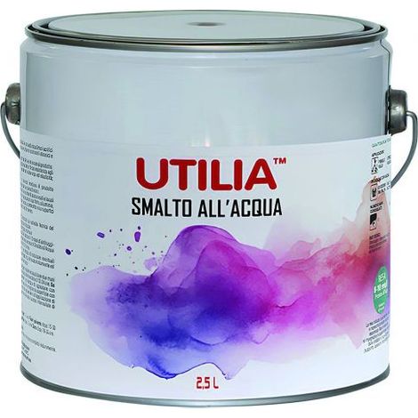 Utilia SMALTO ALL'ACQUA lt. 2,5 Bianco satinato - 4 Pezzi