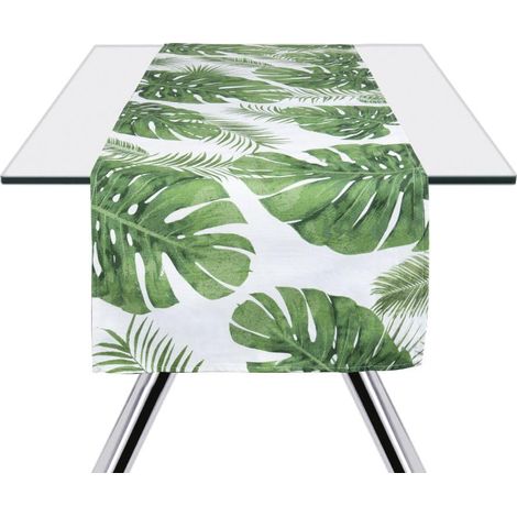 Excelsa Foliage Runner da Tavola, Cotone 100%, Verde, 45 x 140 cm (1/4)