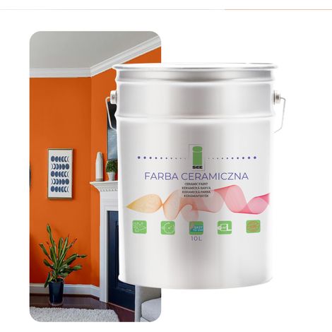 Keramikwandfarbe, abwaschbar, orange, 10 l, fleckenbeständig