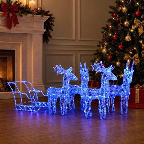 vidaXL Reindeers & Sleigh Christmas Decoration 280x28x55 cm Acrylic (1/5)