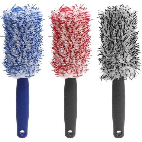 3 Pièces Brosse pour Jantes de Voiture, Brosse pour Jantes en Microfibre Haut de Gamme, Brosse Nettoyante pour Jantes, Brosse en Microfibre pour Nettoyer Les Jantes de Voiture et de Moto