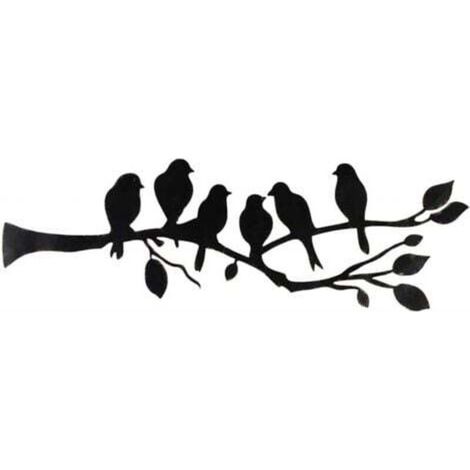 Wandbehang aus Metall, Vogel-Wanddekoration, Blätter und Vögel, Metallskulptur, Wandbehang mit Vogelsilhouette