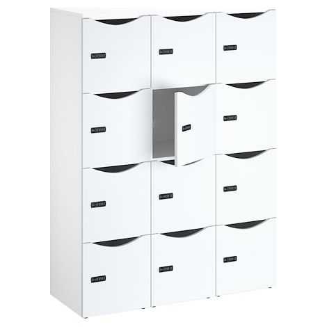 Casier de bureau Lockers 12 cases - Corps blanc, portes blanches - H 170,9 cm - Maxiburo