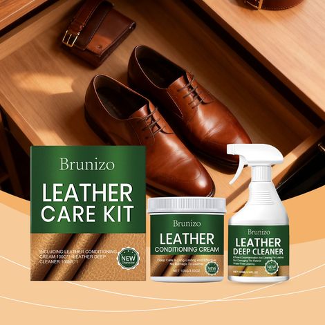 Kit d'entretien du cuir pour meubles, articles ménagers, vêtements et sacs à main en cuir - Kit de nettoyage et d'entretien : Crème d'entretien pour le cuir : 100 g + Nettoyant pour cuir : 100 ml (1/5)