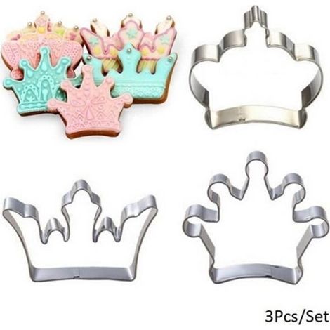 3 pièces emporte-pièce en acier inoxydable princesse couronne roi reine fête gâteau biscuit cuisson outil moule (1/4)