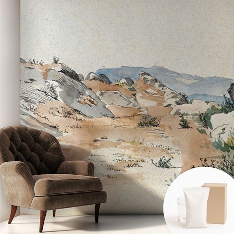 Papier peint intissé pour salon chambre à coucher peint imprimé pour mur - Colle incluse gratuite Paysage rocheux 250x250 cm (1/5)