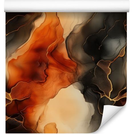 Papier peint orange encre et ocre pour salon et chambre 50x1000 cm (1/5)