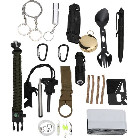 Kit de survie en milieu sauvage 30 en 1, kit de survie d'urgence pour les situations d'urgence en plein air, le camping et la randonnée. (1/5)