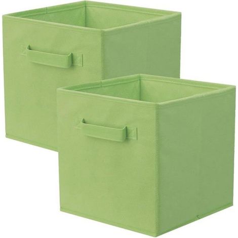 Lot de 2 Bacs de Rangement Pliables en Tissu Non-Tissé 28x27x27cm avec Poignées pour Placard Chambre Salon (1/5)