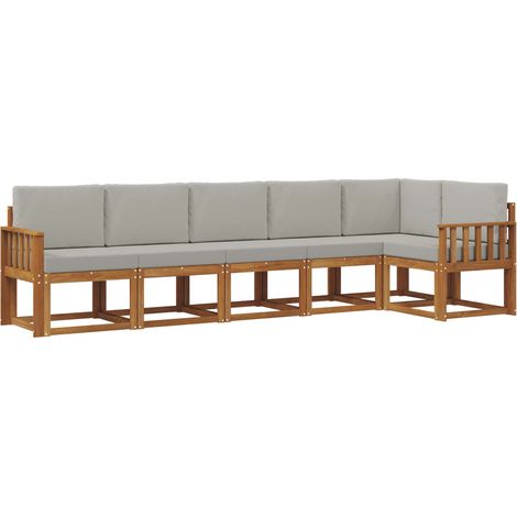 Outdoor Sofa Set with Cushion 6 pcs Natural and Light Grey vidaXL (1/5)