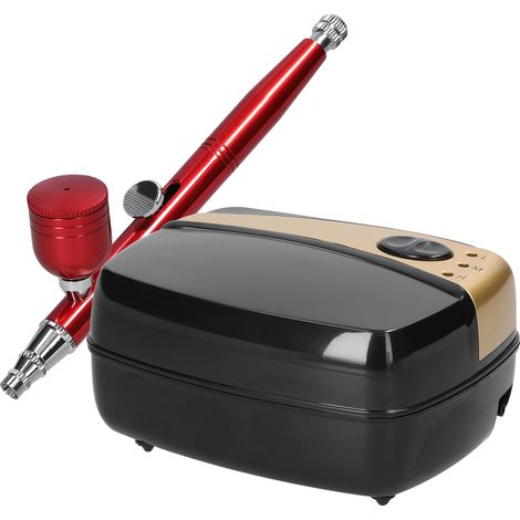 Kit compresseur et aérographe pro multifonction 18PSI 3 vitesses pompe stylo à peinture pour auto maquette maquillage ongles gâteau avec godet amovible (1/5)