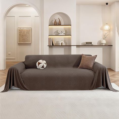 1 Housse De Canapé 3 Places, 200x340 Cm, Polyester Antidérapante Lavable, Texture Géométrique Moderne Pour Salon (1/5)