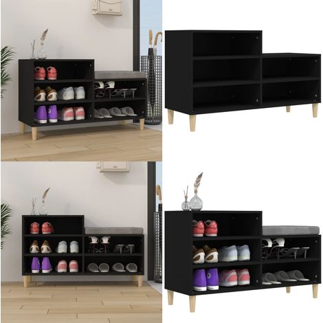 Schuhregal Schwarz 102x36x60 cm Holzwerkstoff - Schuhschrank - Schuhregal - Garderobe - Einbauschrank - Wohnzimmermöbel - Home & Living (1/5)