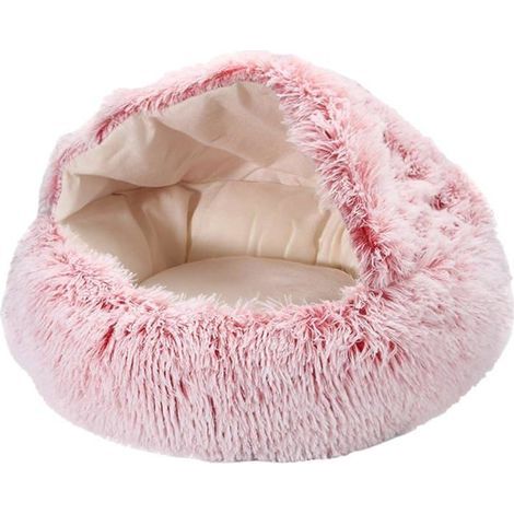 Nest Bed - Cozy cat bed with a removable, machine-washable plush cover for cats and small pets in rose pink.