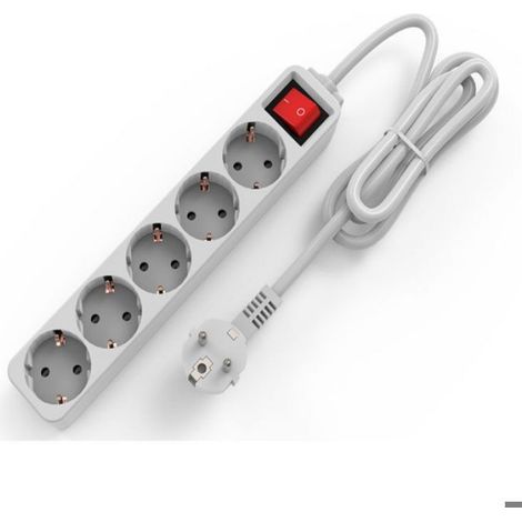 Multiprise électrique 5 prises, prise multiple - Bloc multiprise électrique 5 prises + interrupteur, rallonge multiprises (1/5)