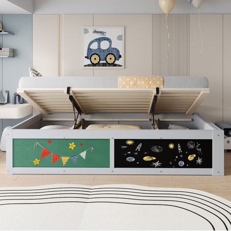 letto struttura 90x200 con contenitore libreria grigio OKMYHOME (1/5)