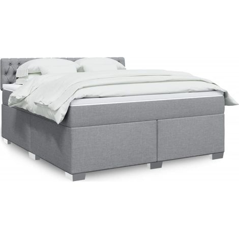 Boxspringbett mit Matratze Hellgrau 180x200 cm Stoff