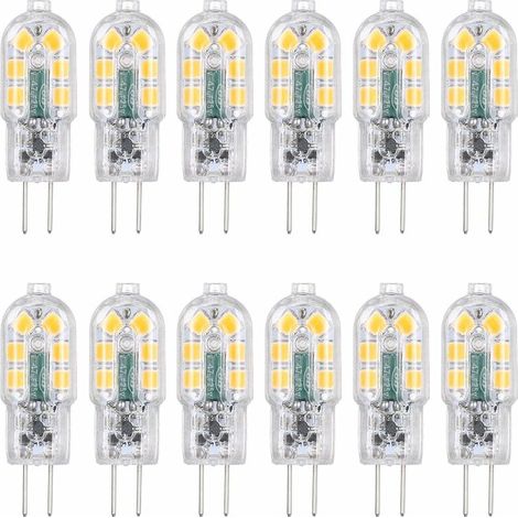 Ampoule LED G4 12 V 3 W équivalente à une ampoule incassable de 30 W, angle de faisceau de 360°, 160 lm, sans gradation, sans scintillement, lot de 12 (blanc chaud 3000 K)
