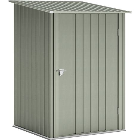 Cabane de jardin pour outils en acier galvanisé avec porte battante, 100x104x160 cm, argenté