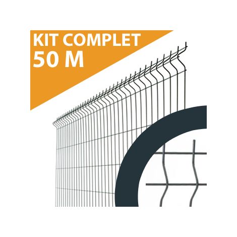 Cloture & Jardin – Kit grillage rigide 50m – Acier thermolaqué gris anthracite – Hauteur 1,23m – Maille 200x55mm – Installation rapide et esthétique (1/4)
