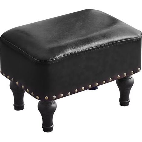 Tabouret de Style Moderne - Repose Pieds en Cuir Noir - Repose Pieds pour Salon, Chambre, Entrée und Dortoir (1/2)
