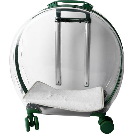 Caisse de transport à roulettes transparente anti-collision pour animaux de compagnie, coque métallique en polycarbonate, pour chat. (1/5)