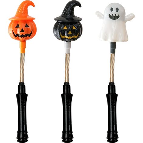 Baguettes lumineuses d'Halloween (lot de 3) : jouets LED en forme de citrouille et de fantôme pour enfants (1/5)