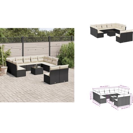 Salon de jardin 12 pcs avec coussins noir résine tressée - Ensemble Salon De Jardin - Meuble De Jardin - Salon De Jardin Design - Mobilier De Jardin - Canapé Jardin (1/3)