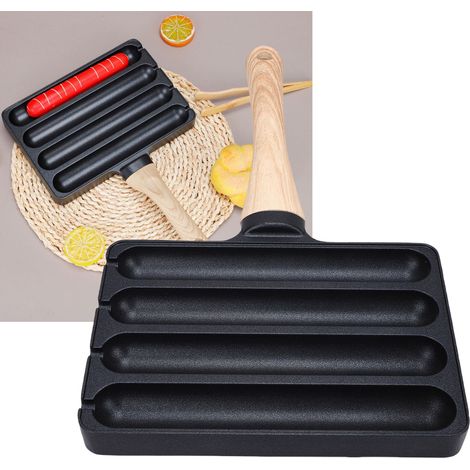 Poêle à Saucisses 4 Fentes Aluminium Antiadhésif + Support Lantern Camping avec Base Magnétique pour Cuisine et Outdoor (1/5)