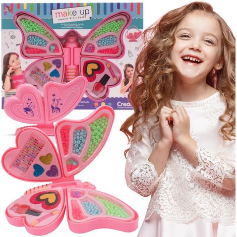 Kit para hacer pulseras, joyas, maquillaje, cuentas, pegatinas de maquillaje, barniz, DIY Butterfly 2 en 1 Sun Baby