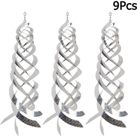 Lot de 9 Réflecteur en spirale, Anti-oiseaux Lumineux, Répulsif Vent, Protection Jardin Ferme (1/4)