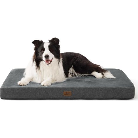 Hundebett orthopädisches Memoryschaum L 89 x B 56 x H 8 cm Dunkelgrau (1/5)