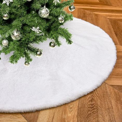 Jupe de sapin de Noël, housse décorative pour sapin de Noël, tapis de sapin de Noël blanc, diamètre 122 cm (1/5)