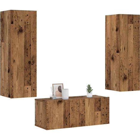 Meubles TV muraux 3 pc-Banc TV-Meuble Télés vieux bois bois d'ingénierie 777168 (1/5)
