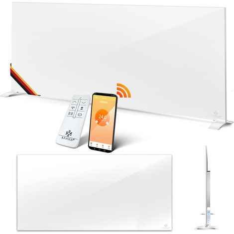 KESSER® Riscaldatore a infrarossi, Unità a pavimento e a parete 2in1 a risparmio energetico, Con rilevamento finestra aperta + Telecomando, Controllo APP, Bianco / 700W