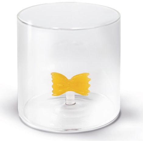 WD LifeStyle Bicchiere Vetro Borosilicato Cc 250 ml Decoro Pasta Farfalla