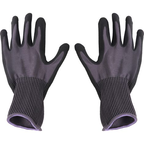 Ortviai Gants de Travail en Nitrile Imprégné – Noir et Gris, Ultra Souples et Respirants, 1 Paire (1/4)
