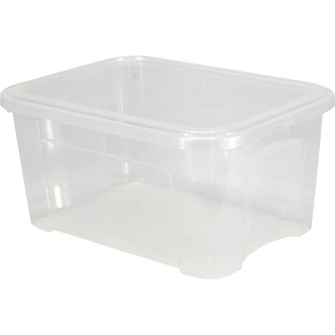 Contenitore salvaspazio porta biancheria multiuso trasparente da 13 Lt - Porta biancheria per armadi con coperchio - Misura 37,7 x 27,7 x 18,8 cm (1/5)