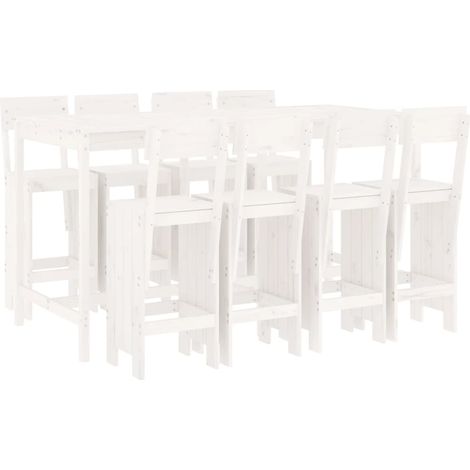 Maison Exclusive - 9-tlg. Gartenbar-Set Weiß Massivholz Kiefer