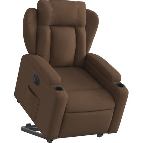 Sillón relax TV con función de elevación eléctrica muy cómoda en tela marrón DEC028452 (1/5)