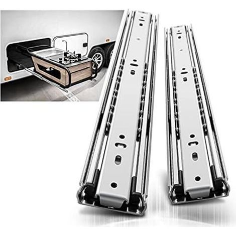 Heavy-duty 400mm drawer slides, full-extension ball-bearing drawer runners, 68kg load capacity, 1 pair