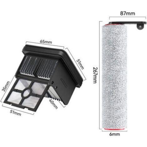 Pièce rechange H40Station - Lot 1 - 2 rouleaux brosse + 2 filtres - Pour aspirateur eau et poussière Aucuneary (1/5)