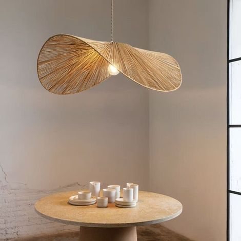 Lustre de style bohème, lumière chaude, plafonnier tissé, luminaire décoratif LED, convient au salon, à la chambre et à la salle à manger. (1/5)