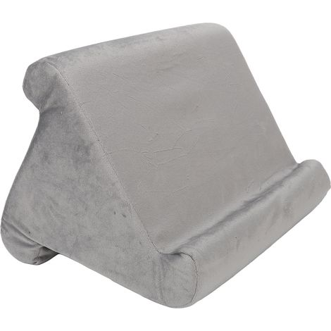 Coussin de lecture triangulaire doux et confortable avec support pour tablette, angle de vision optimal, gris (1/5)