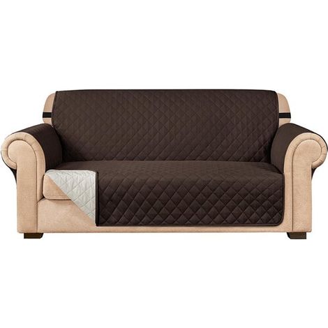 Funda de sofá reversible - funda para muebles apta para mascotas con banda elástica, impermeable (marrón oscuro) (1/5)
