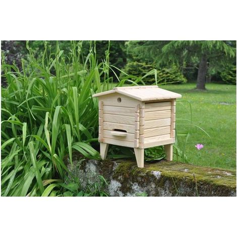 Ruche décorative en pin 32x32x37 cm – 5 cadres – Toit amovible – Livrée montée – Pour extérieur mi-ombre mi-soleil