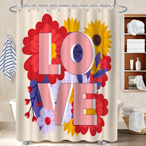 Rideau de bain en polyester 180x180 poids lesté rideau étanche pour une touche de gaieté et de couleur (1/5)